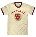 Harvard University Veritas Ringer T-Shirt - Natural Beige and Maroon