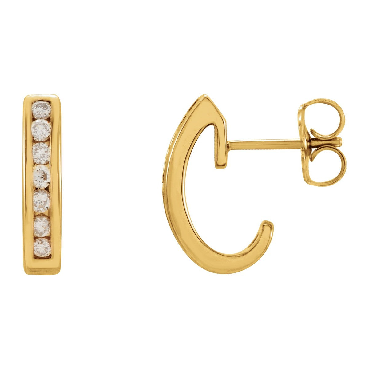 Channel-Set Diamond J-Hoop Earrings