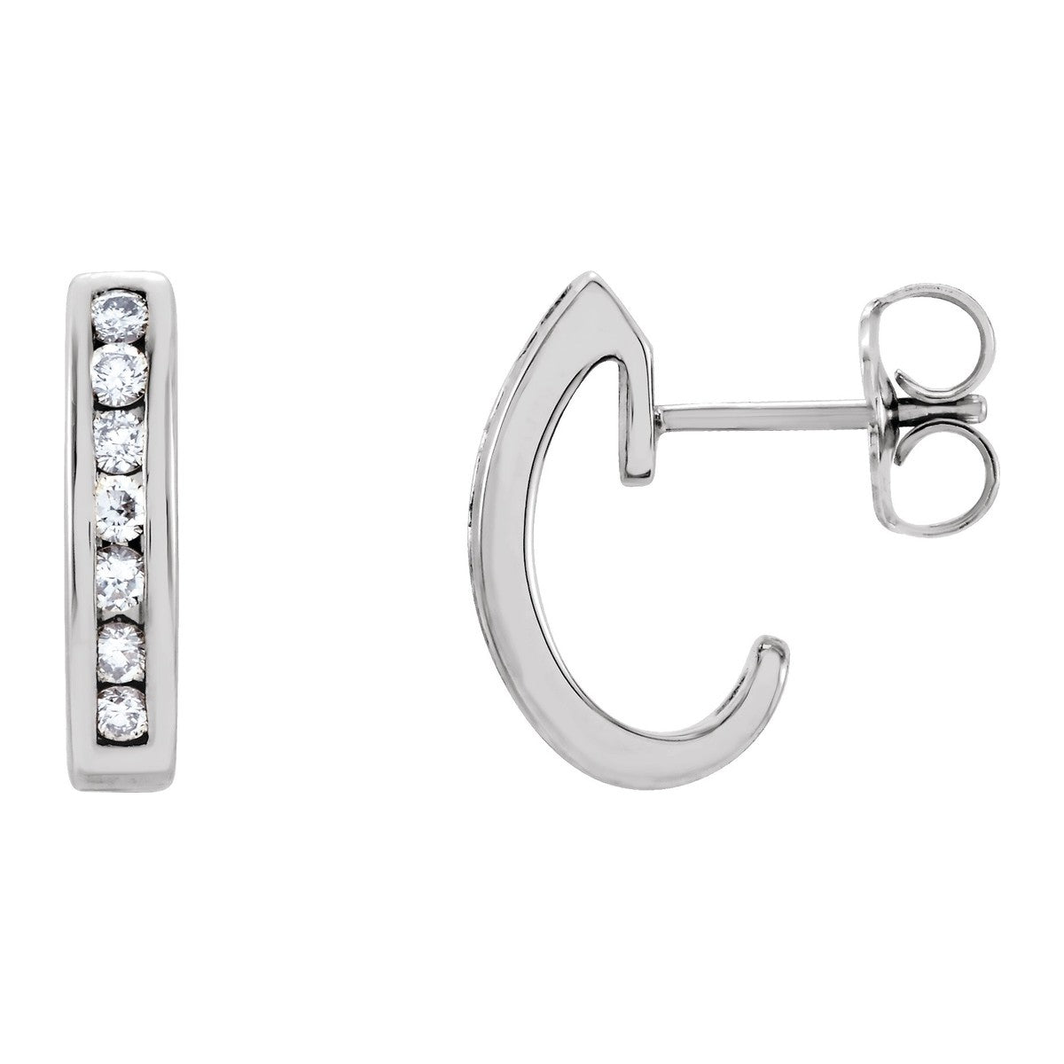 Channel-Set Diamond J-Hoop Earrings