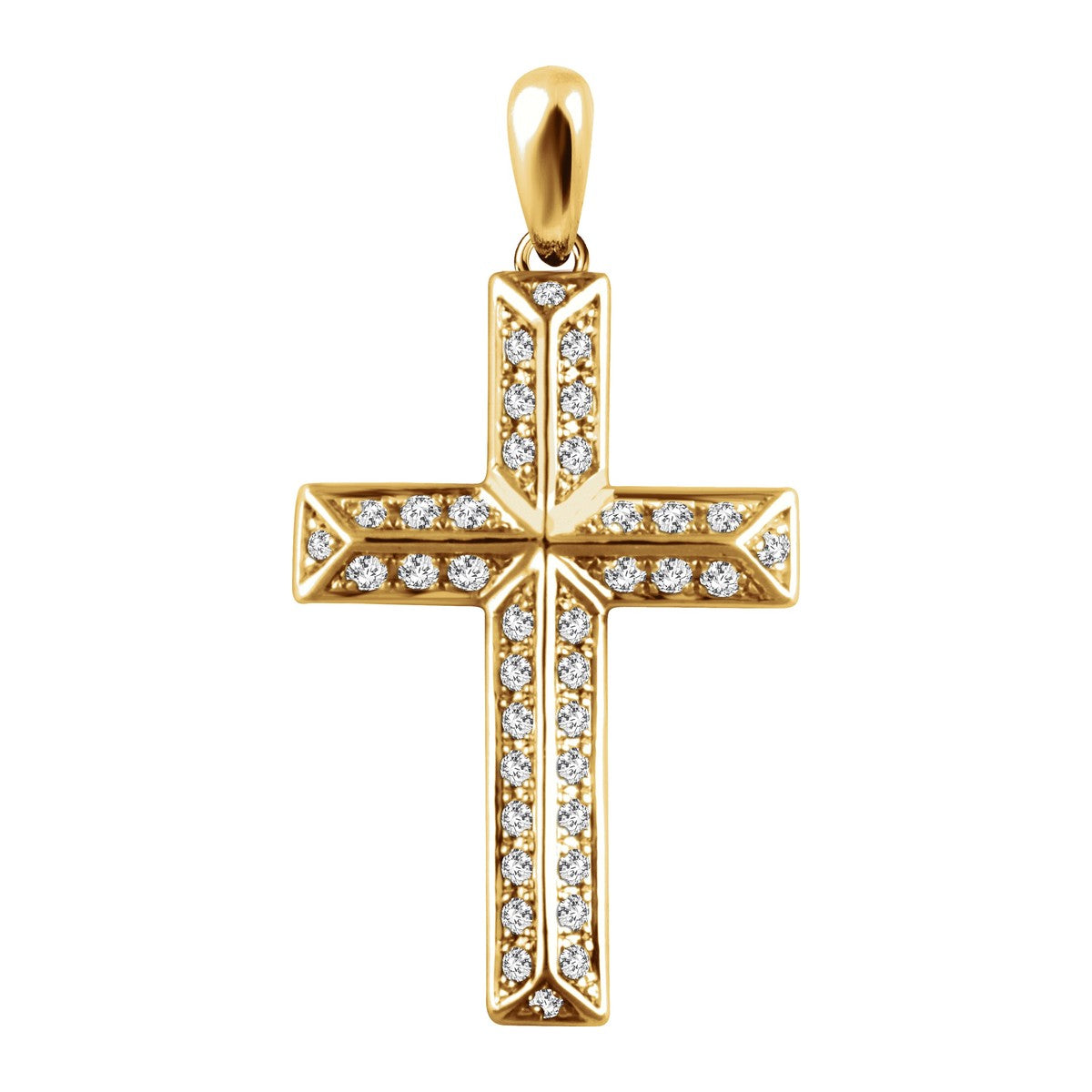 Pavé Diamond Beveled Cross Pendant