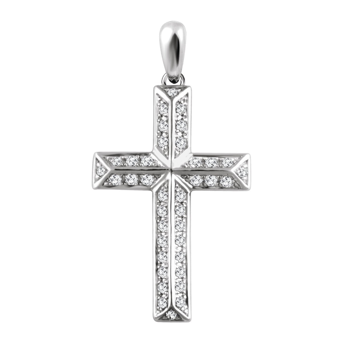 Pavé Diamond Beveled Cross Pendant