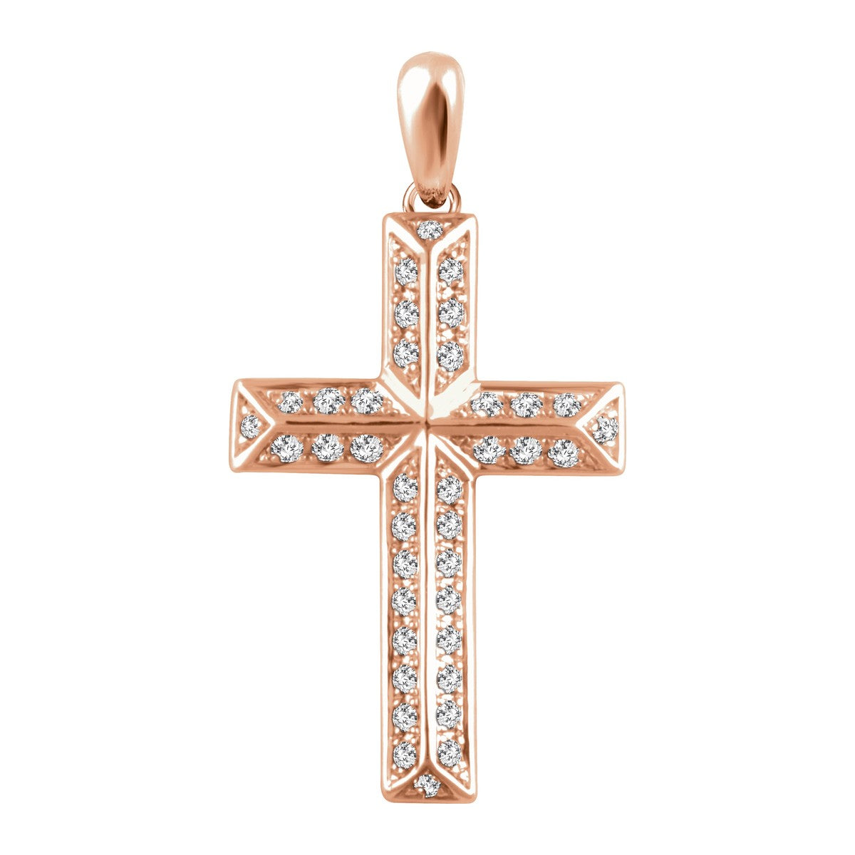 Pavé Diamond Beveled Cross Pendant