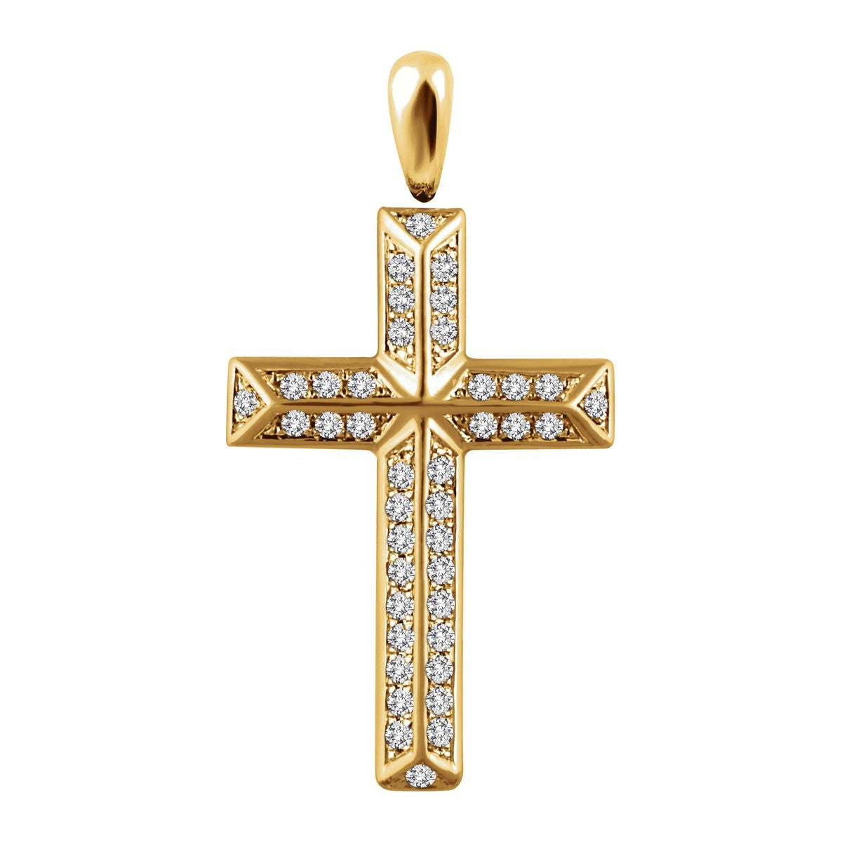 Pavé Diamond Beveled Cross Pendant