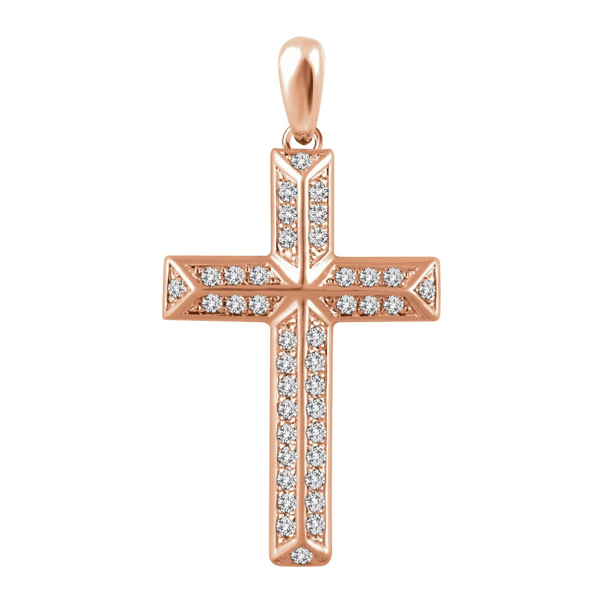 Pavé Diamond Beveled Cross Pendant