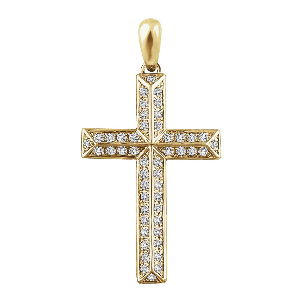 Pavé Diamond Beveled Cross Pendant