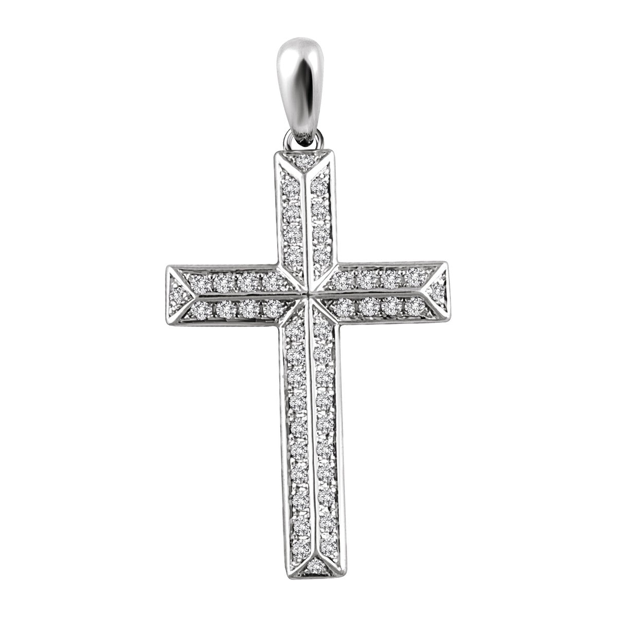 Pavé Diamond Beveled Cross Pendant