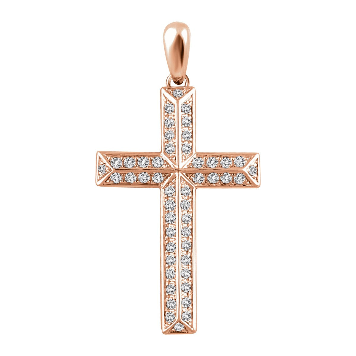 Pavé Diamond Beveled Cross Pendant