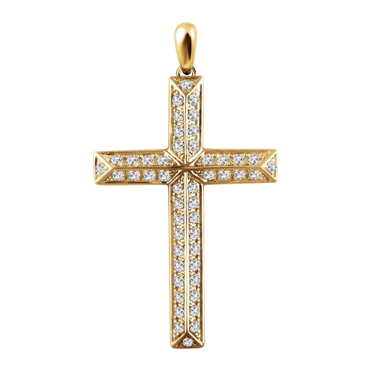 Pavé Diamond Beveled Cross Pendant