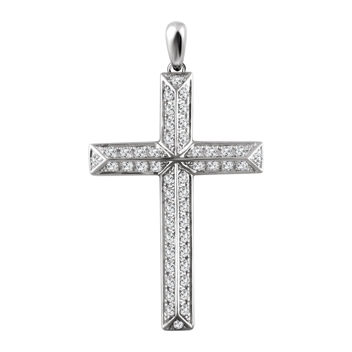 Pavé Diamond Beveled Cross Pendant