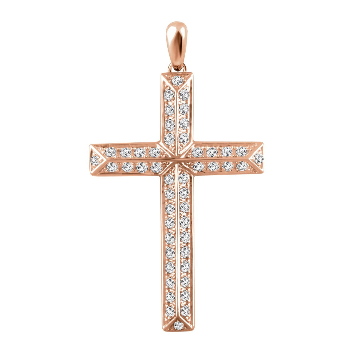 Pavé Diamond Beveled Cross Pendant