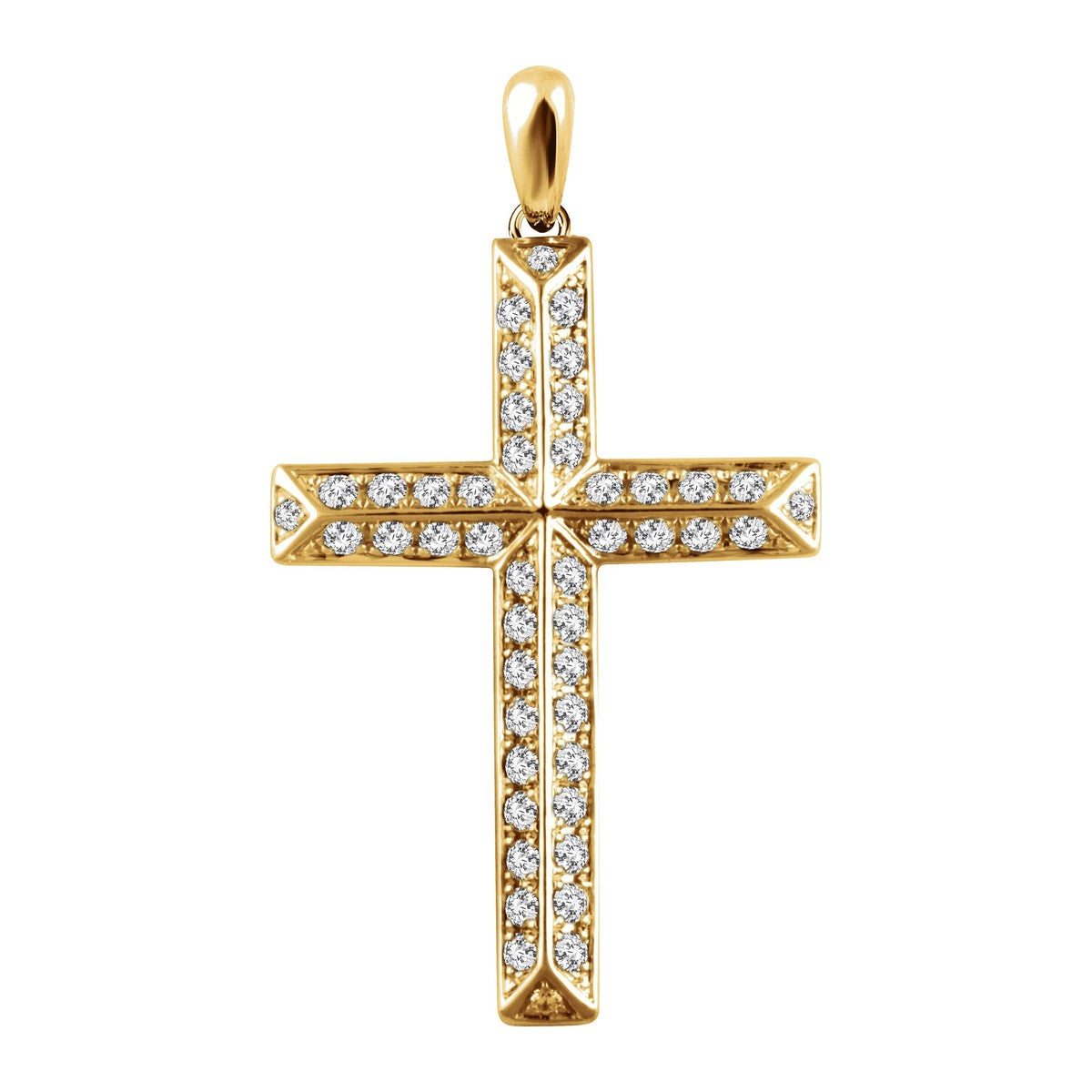 Pavé Diamond Beveled Cross Pendant