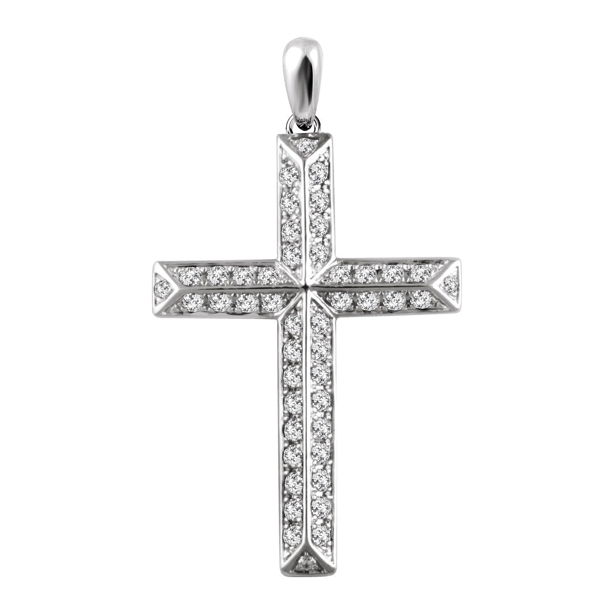 Pavé Diamond Beveled Cross Pendant