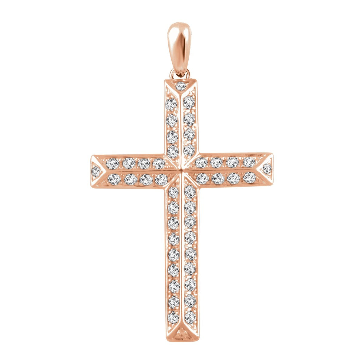 Pavé Diamond Beveled Cross Pendant