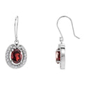 Garnet and Diamond Halo Drop Earrings