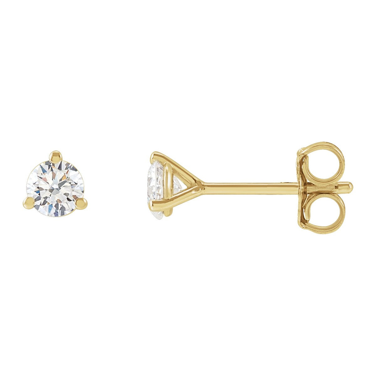 Round Diamond 3-Prong Stud Earrings