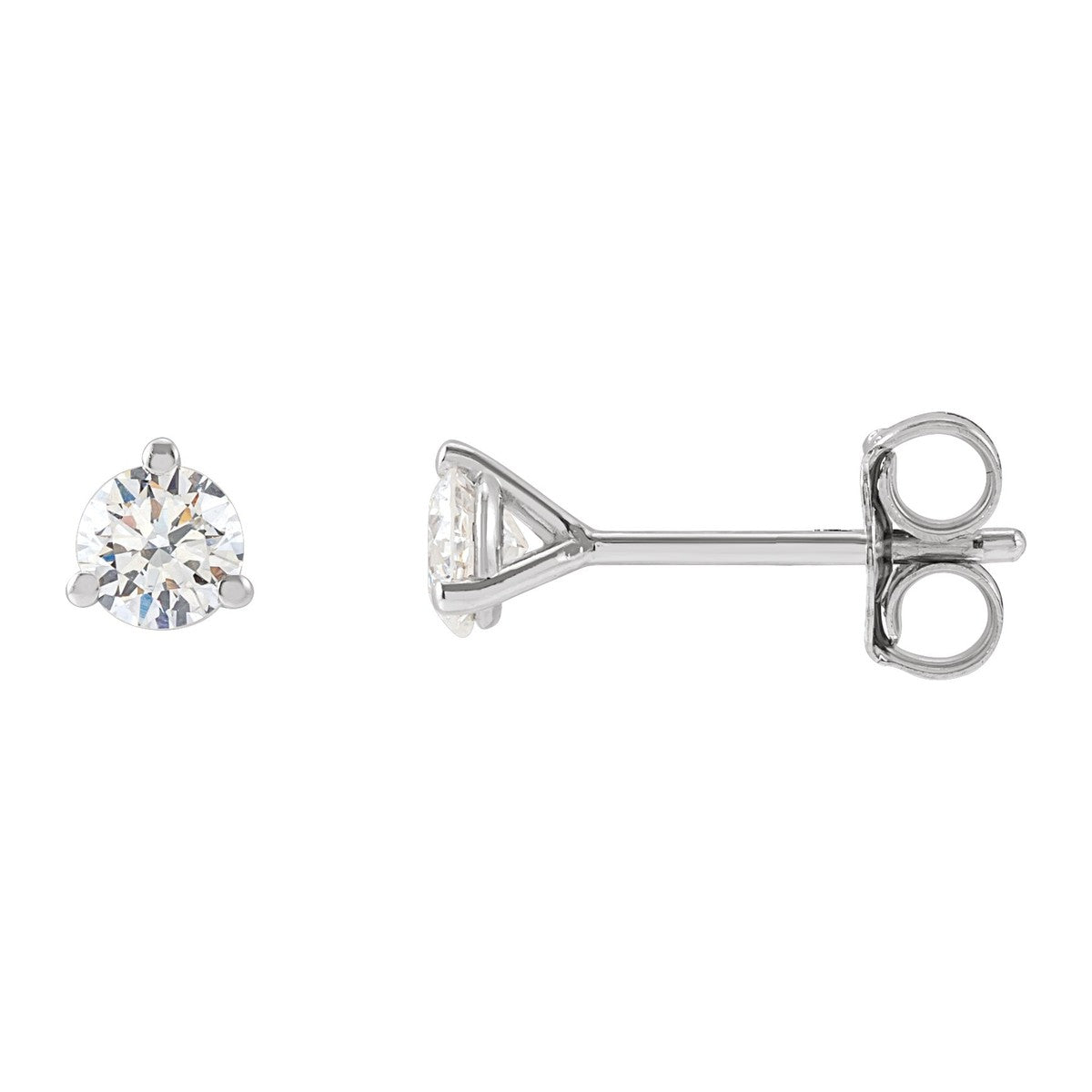 Round Diamond 3-Prong Stud Earrings
