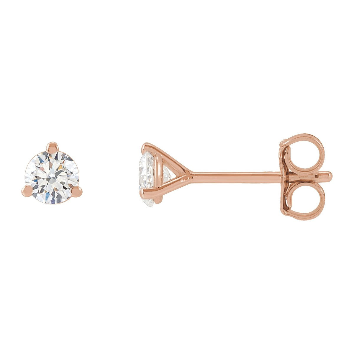Round Diamond 3-Prong Stud Earrings