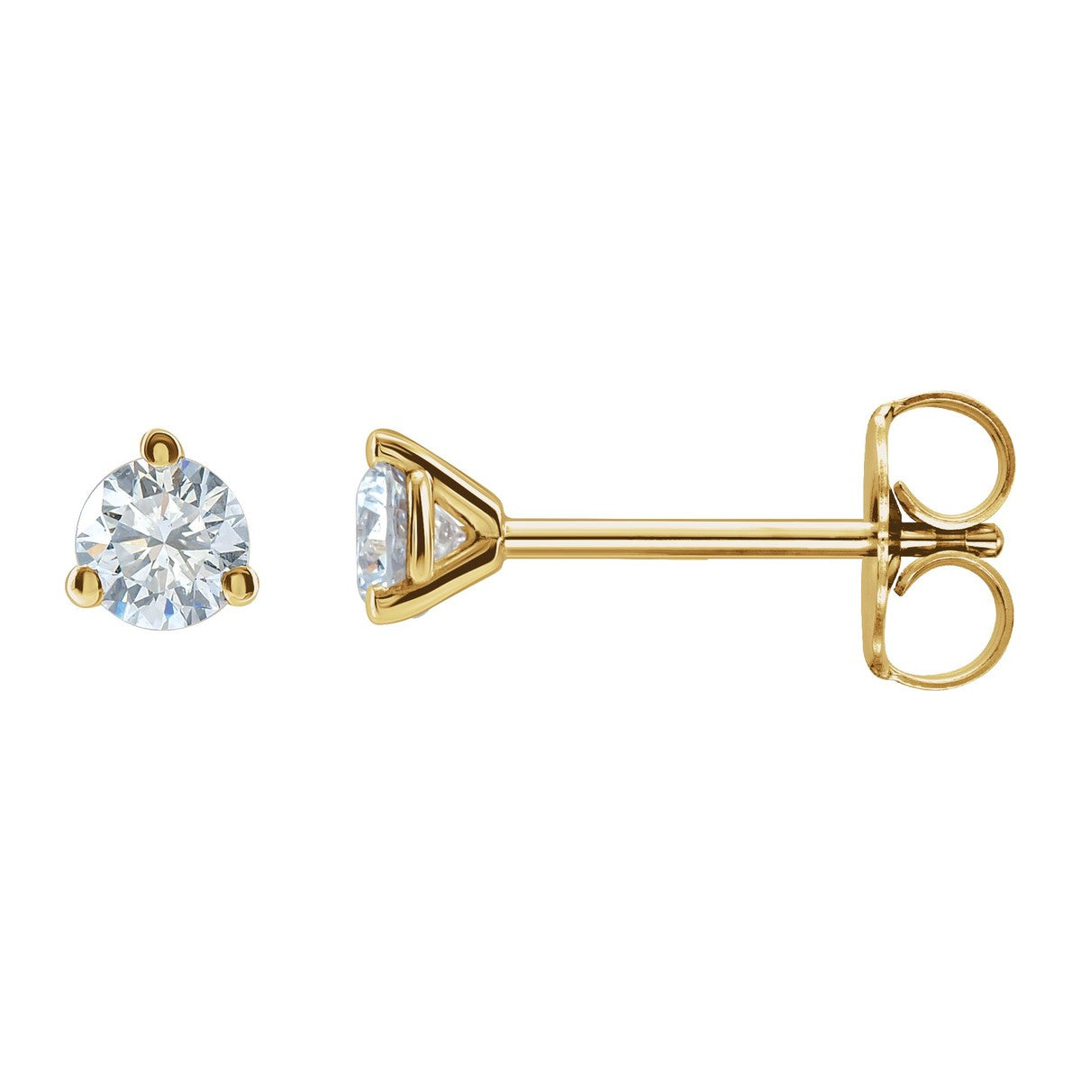 Round Diamond 3-Prong Stud Earrings