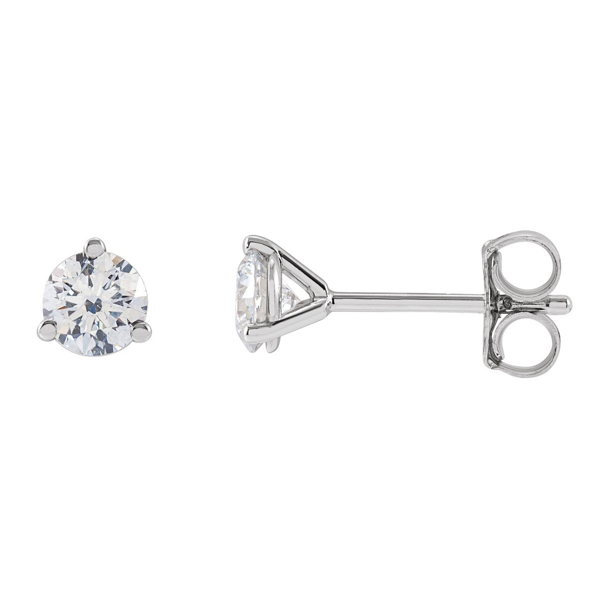 Round Diamond 3-Prong Stud Earrings