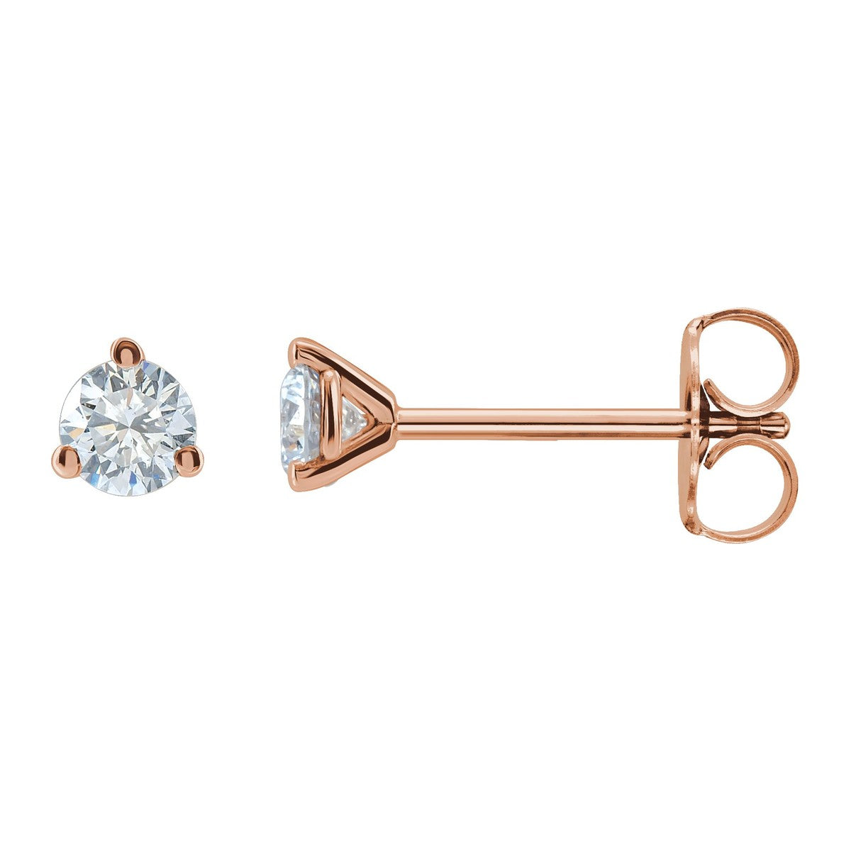 Round Diamond 3-Prong Stud Earrings