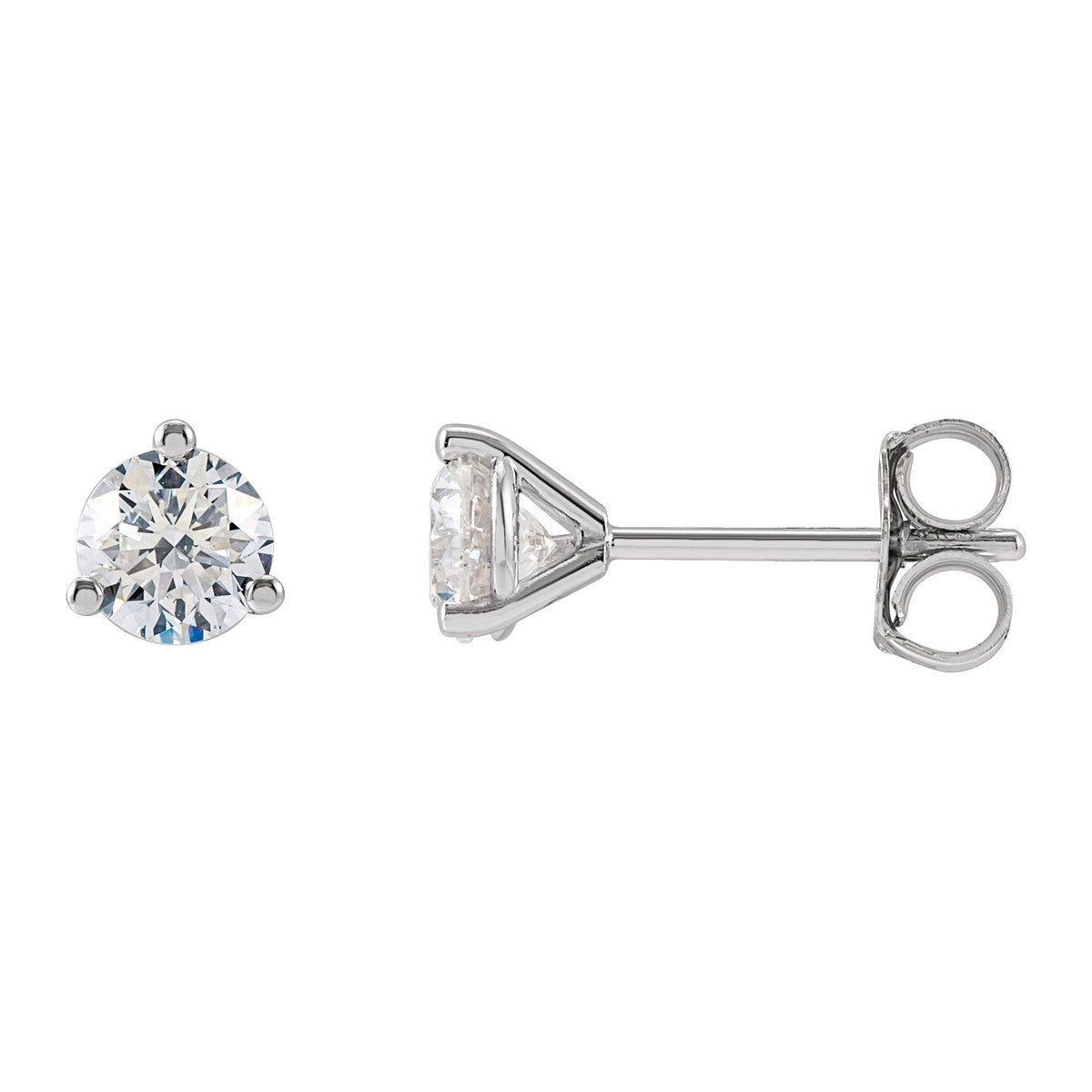 Round Diamond 3-Prong Stud Earrings