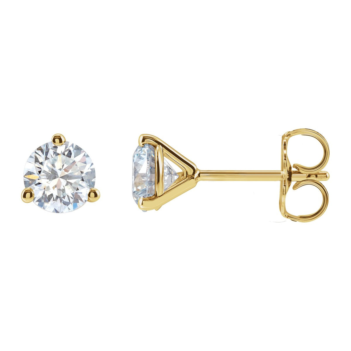 Round Diamond 3-Prong Stud Earrings