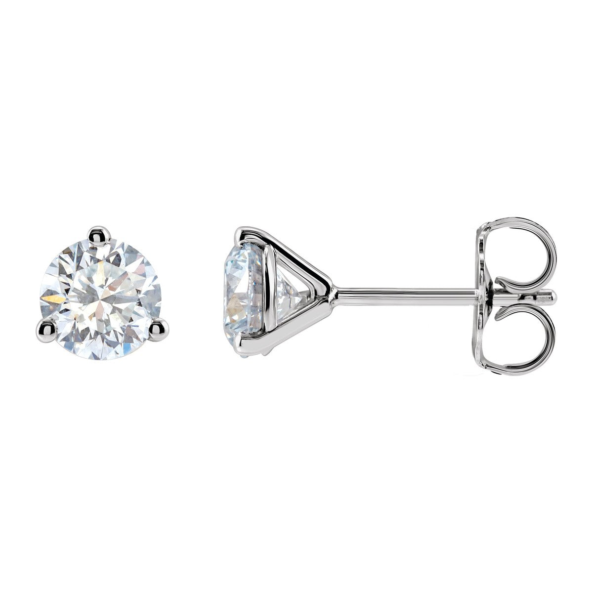 Round Diamond 3-Prong Stud Earrings