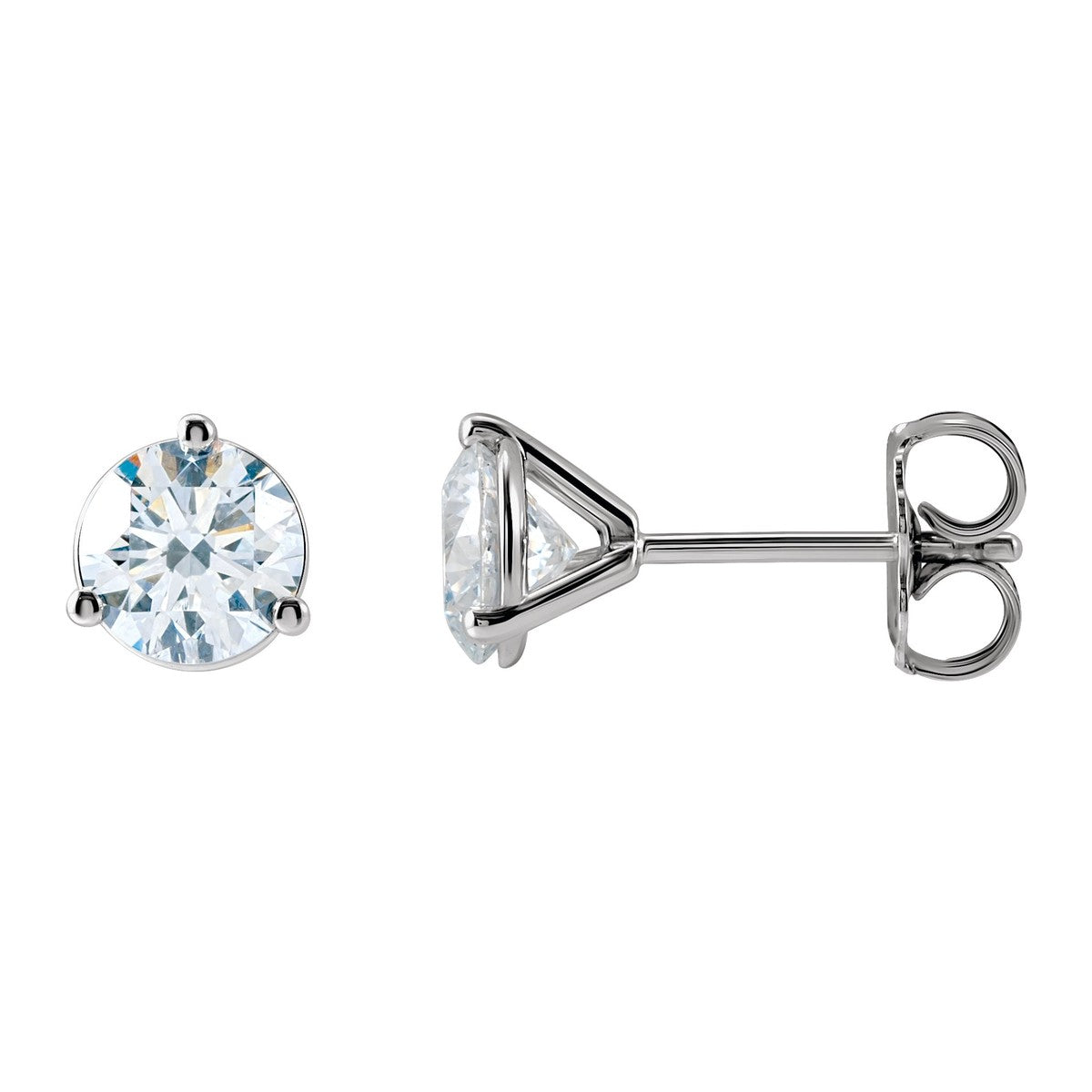 Round Diamond 3-Prong Stud Earrings
