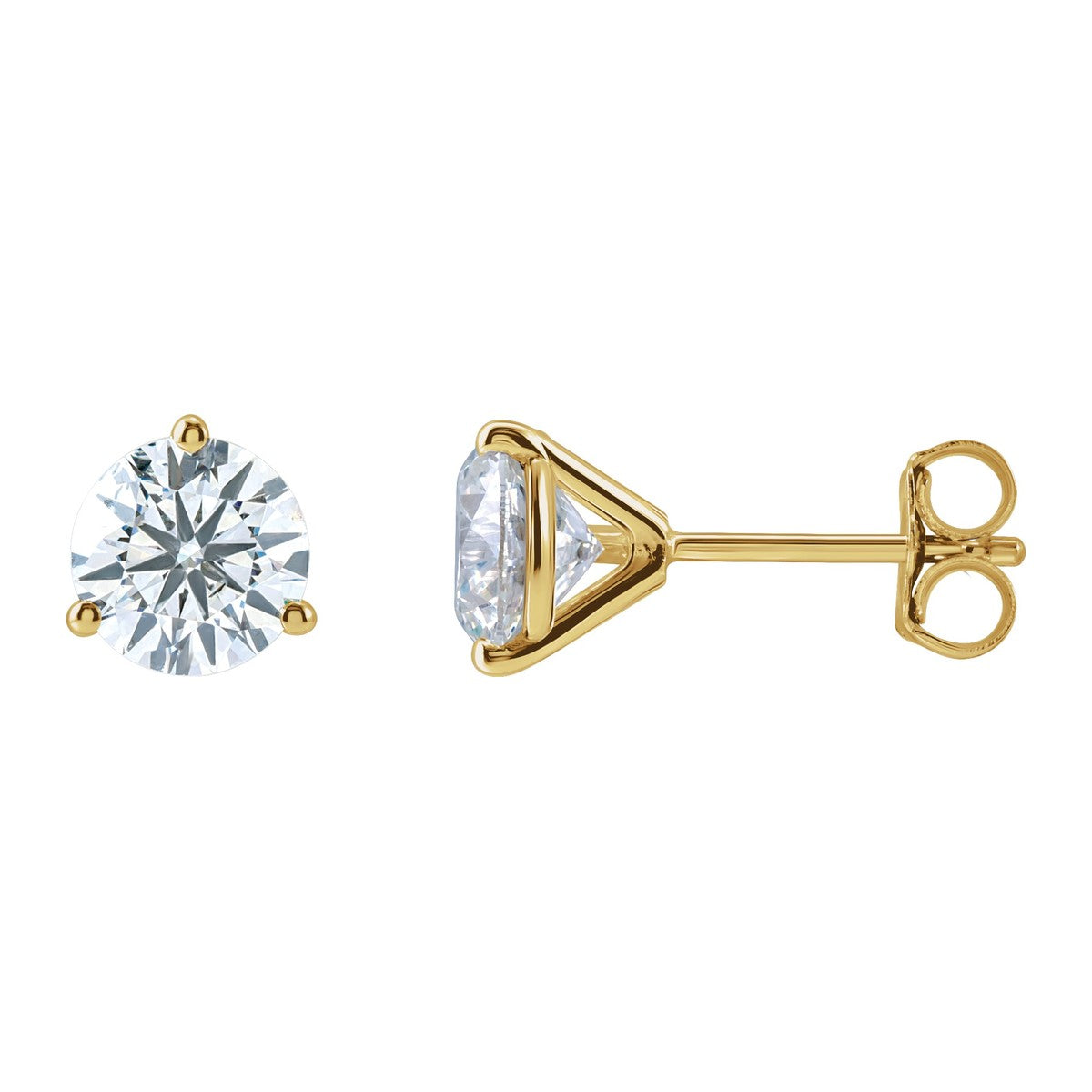 Round Diamond 3-Prong Stud Earrings