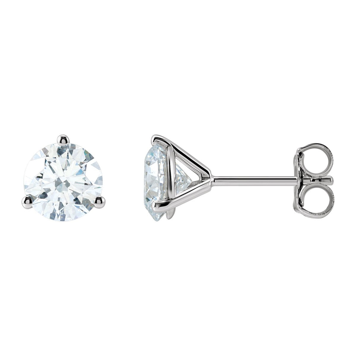 Round Diamond 3-Prong Stud Earrings