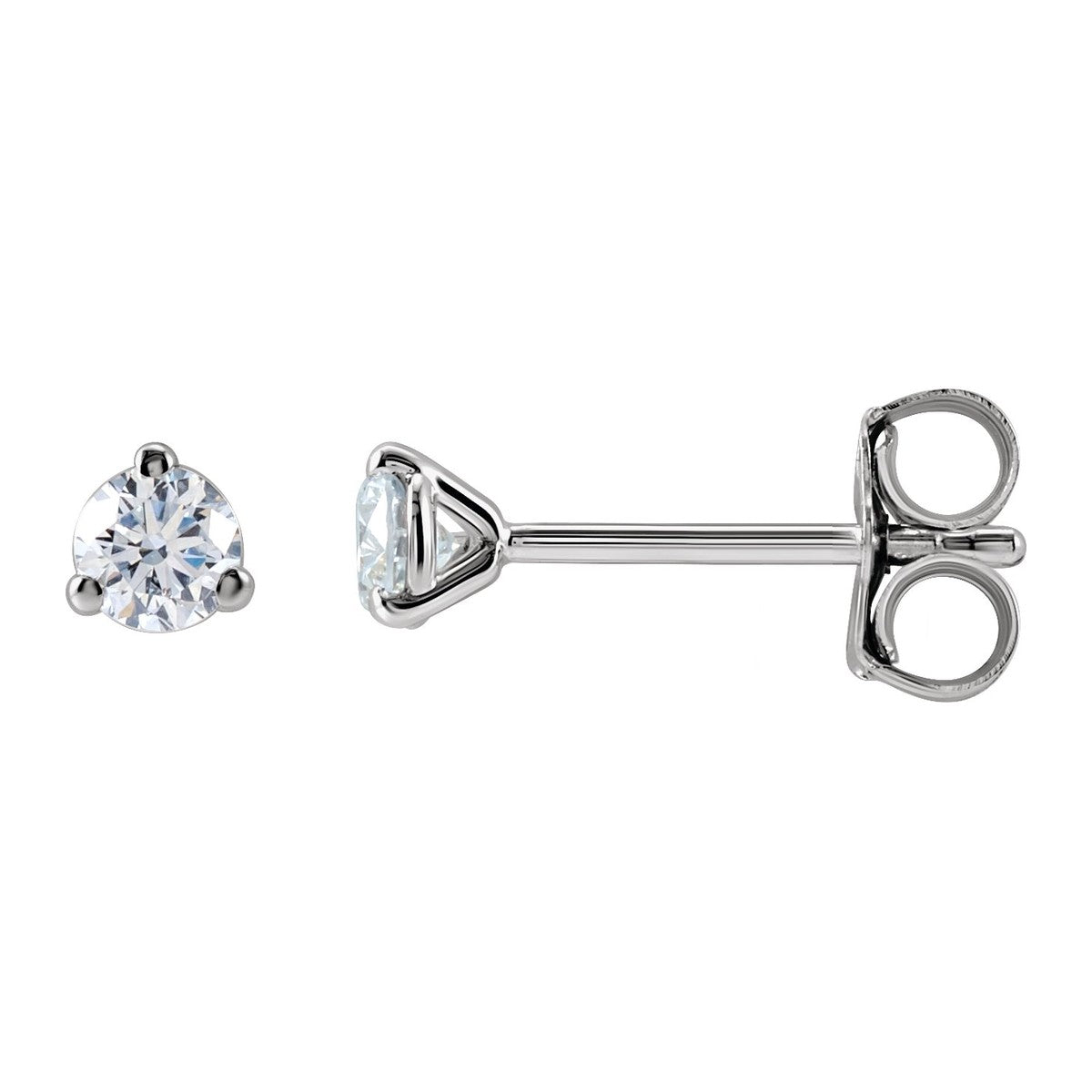 Round Diamond 3-Prong Stud Earrings