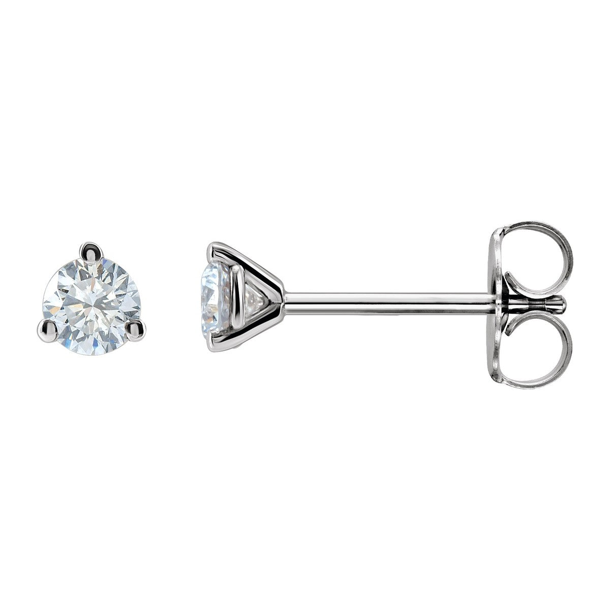 Round Diamond 3-Prong Stud Earrings