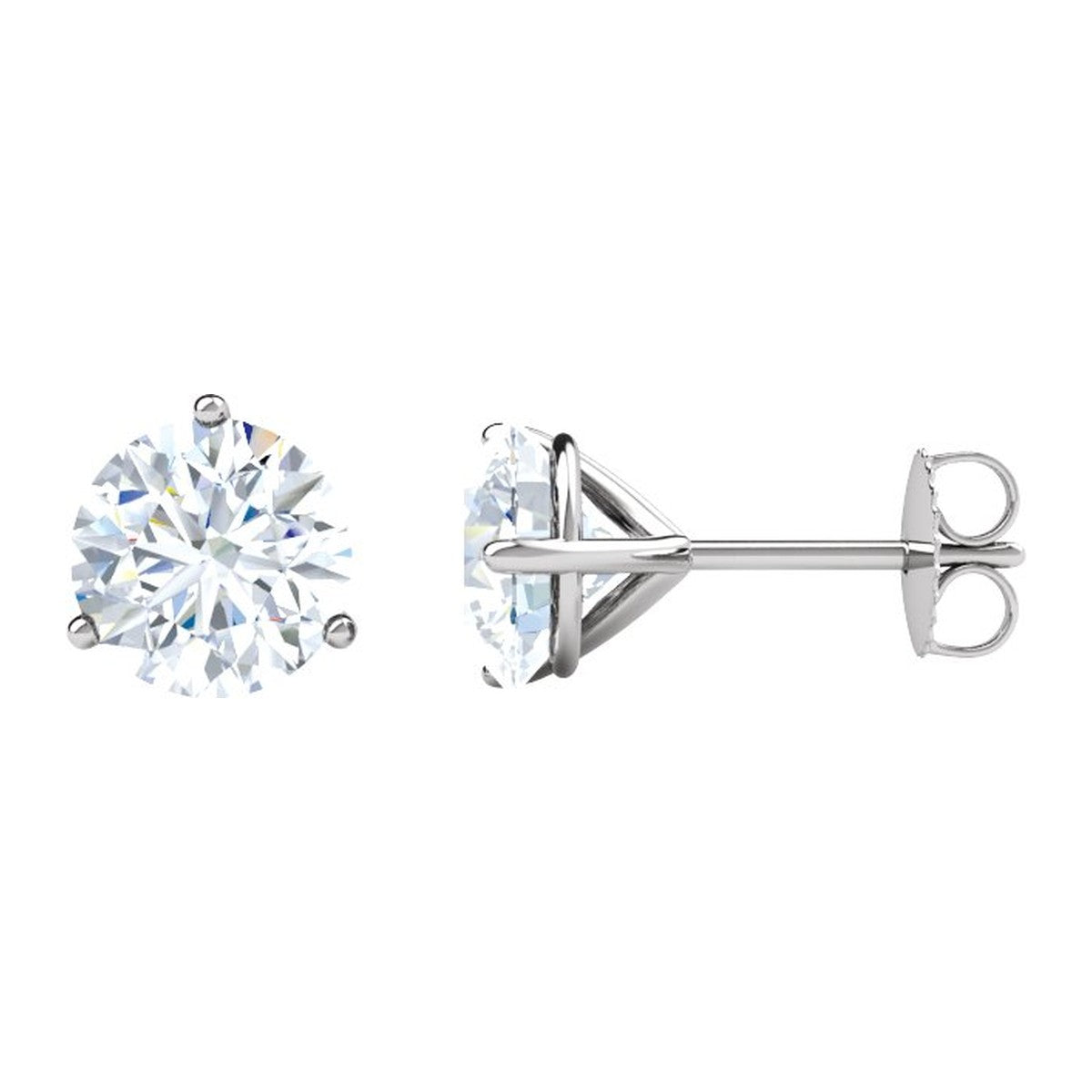 Round Diamond 3-Prong Stud Earrings