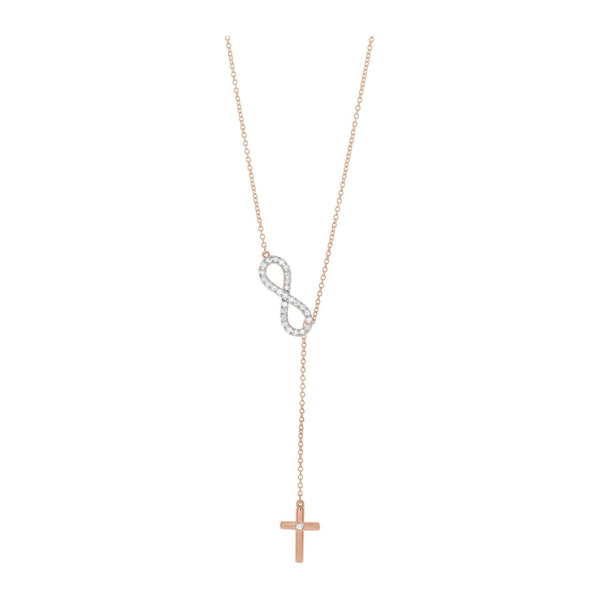 Diamond Infinity Cross Y Necklace