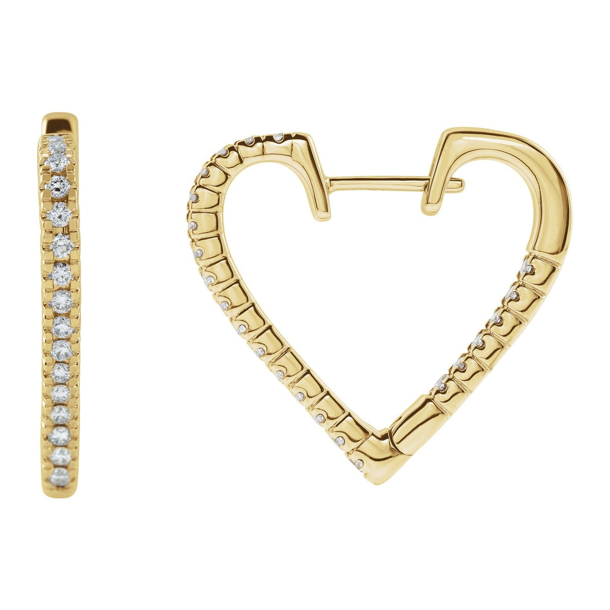 Inside-Outside Diamond Heart Hoop Earrings
