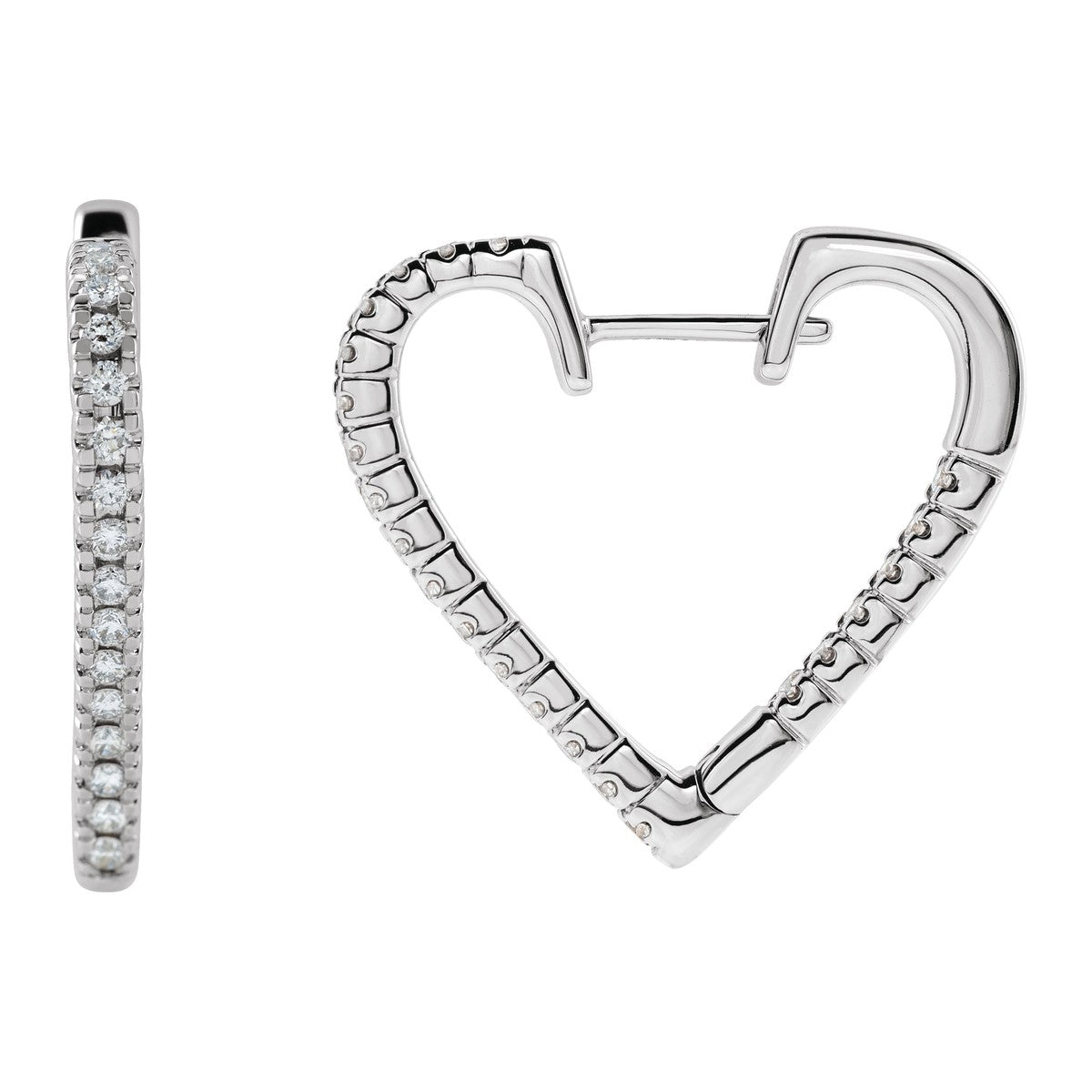 Inside-Outside Diamond Heart Hoop Earrings