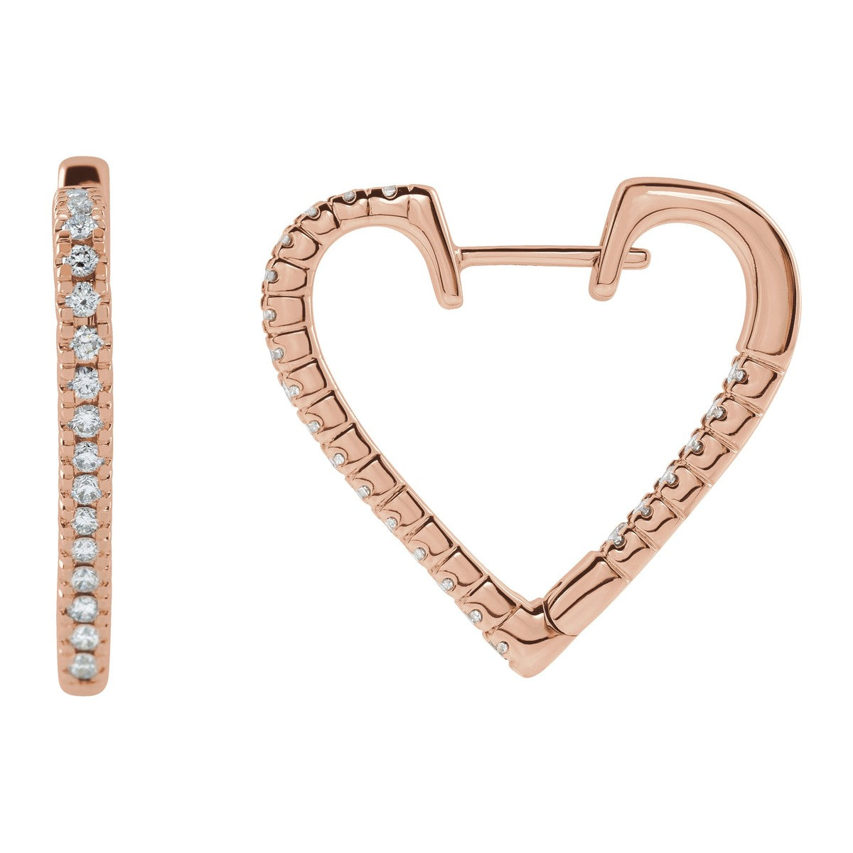 Inside-Outside Diamond Heart Hoop Earrings
