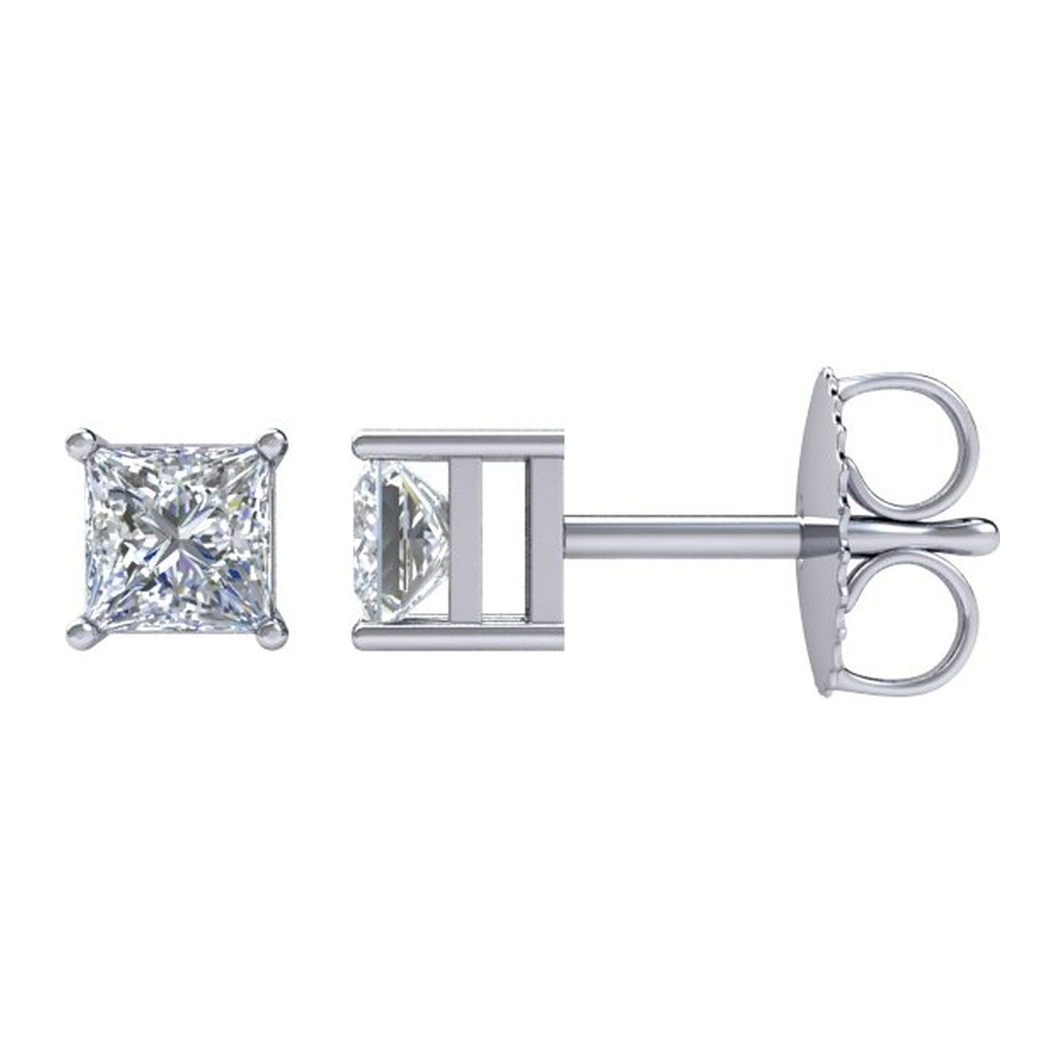 Square 4-Prong Diamond Stud Earrings