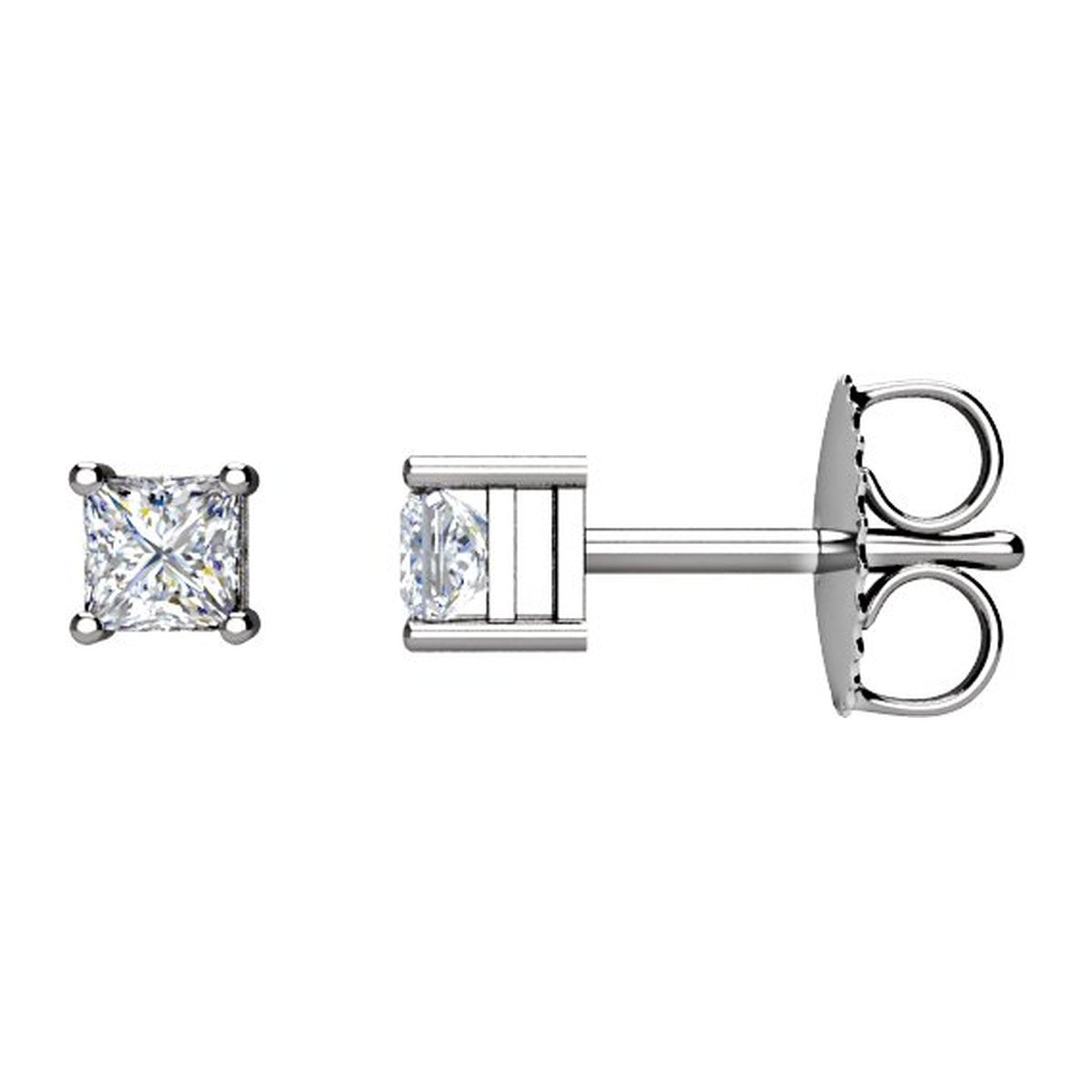 Square 4-Prong Diamond Stud Earrings