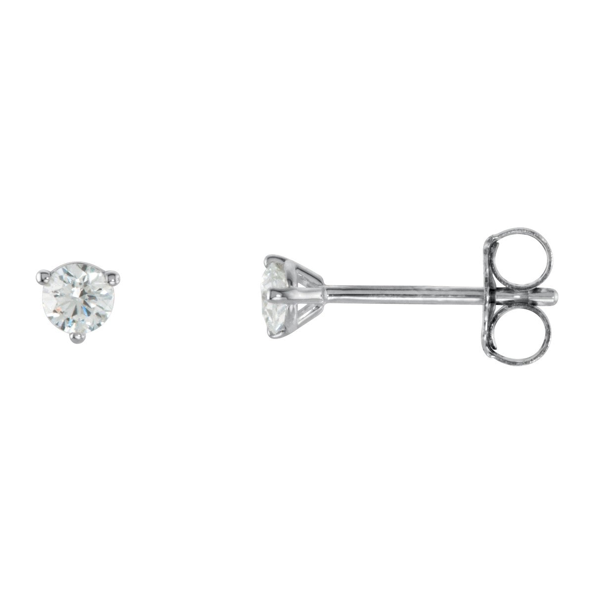 Round Diamond 3-Prong Stud Earrings