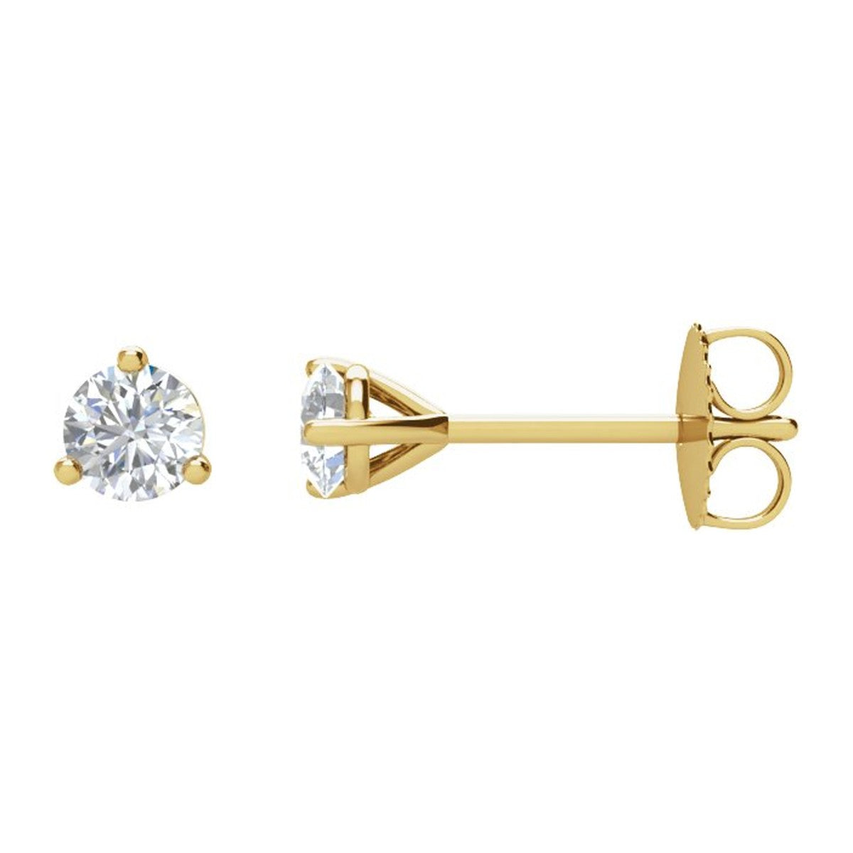 Round Diamond 3-Prong Stud Earrings
