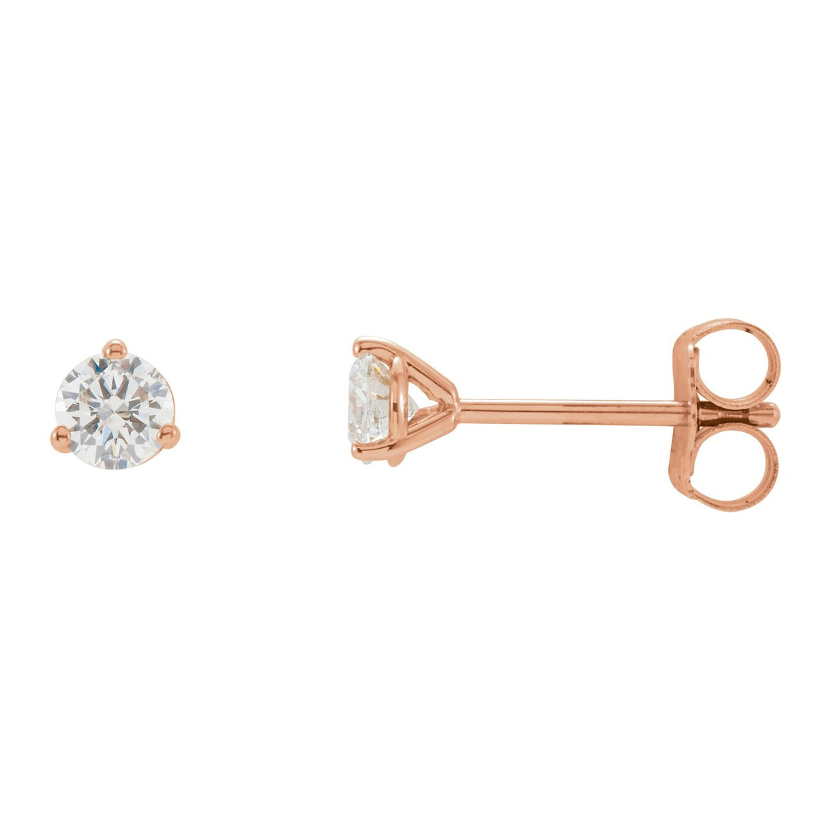 Round Diamond 3-Prong Stud Earrings