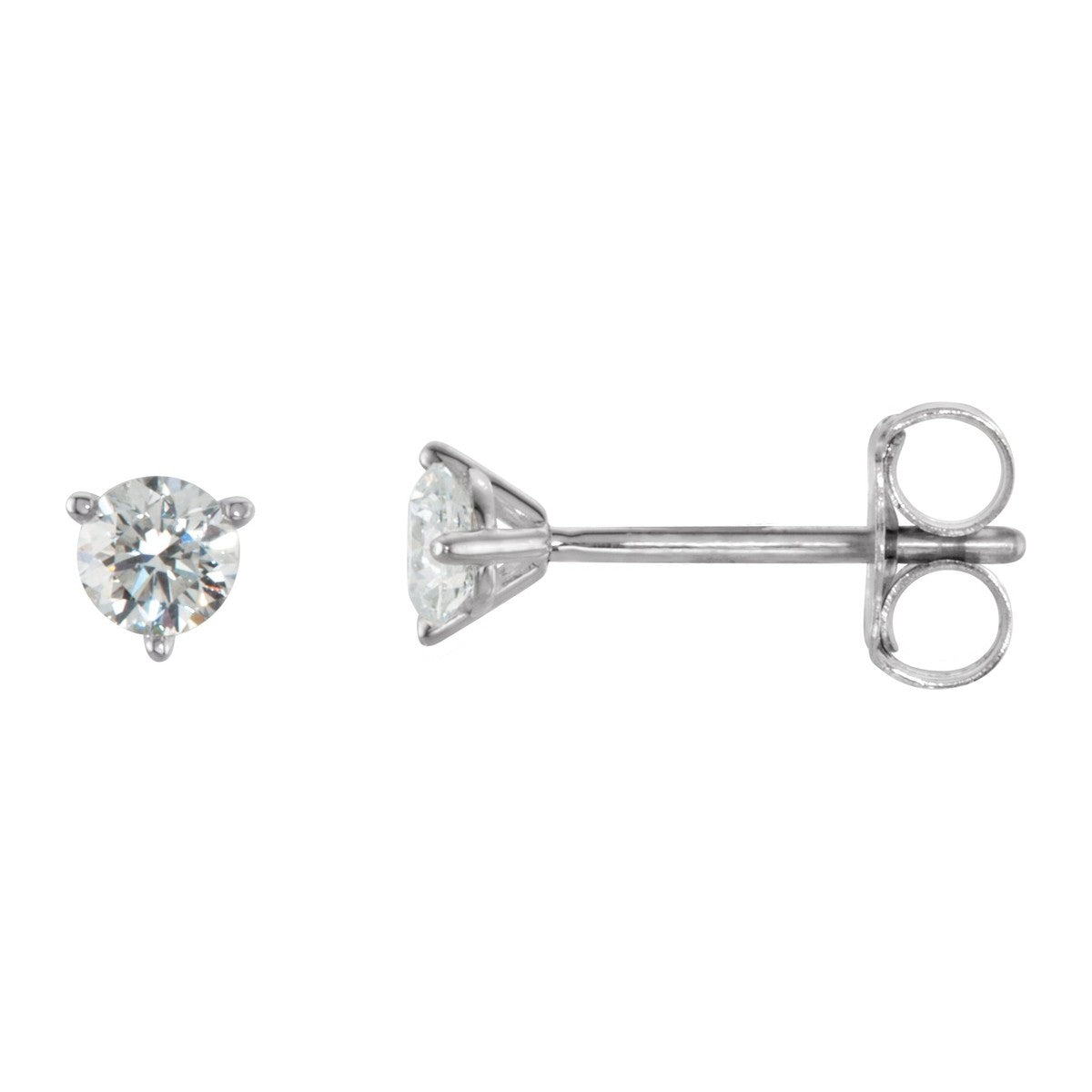 Round Diamond 3-Prong Stud Earrings