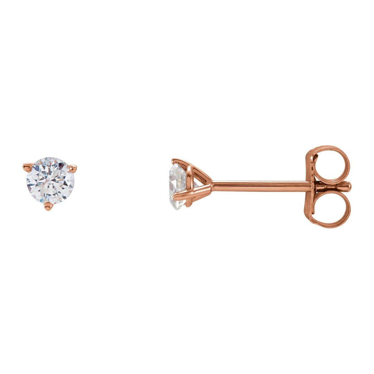 Round Diamond 3-Prong Stud Earrings