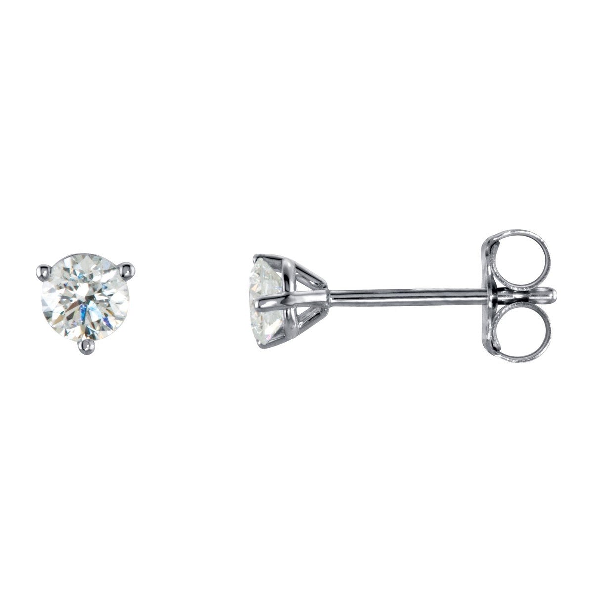 Round Diamond 3-Prong Stud Earrings