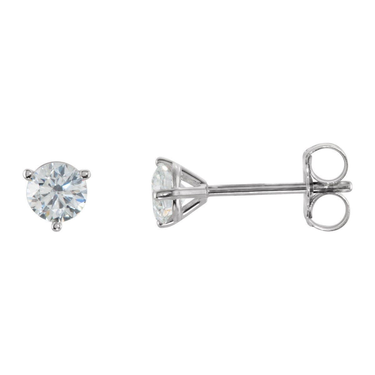 Round Diamond 3-Prong Stud Earrings
