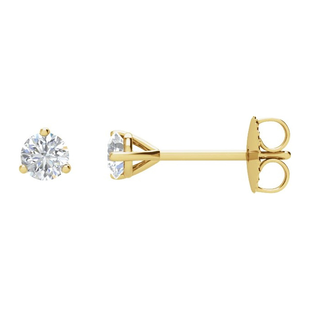 Round Diamond 3-Prong Stud Earrings