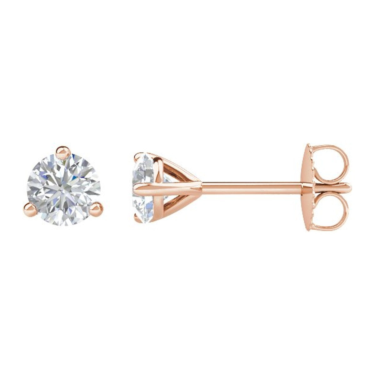 Round Diamond 3-Prong Stud Earrings