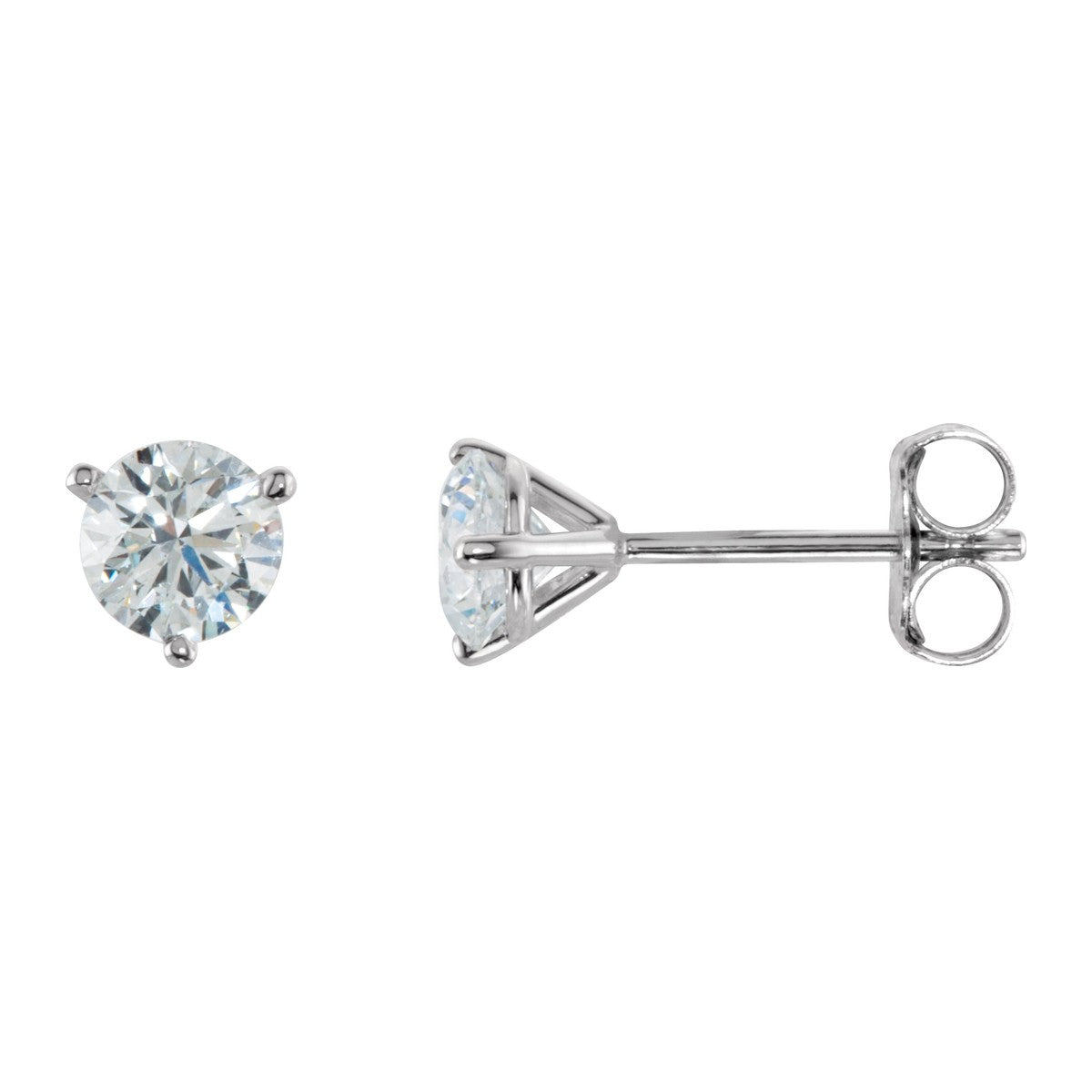 Round Diamond 3-Prong Stud Earrings