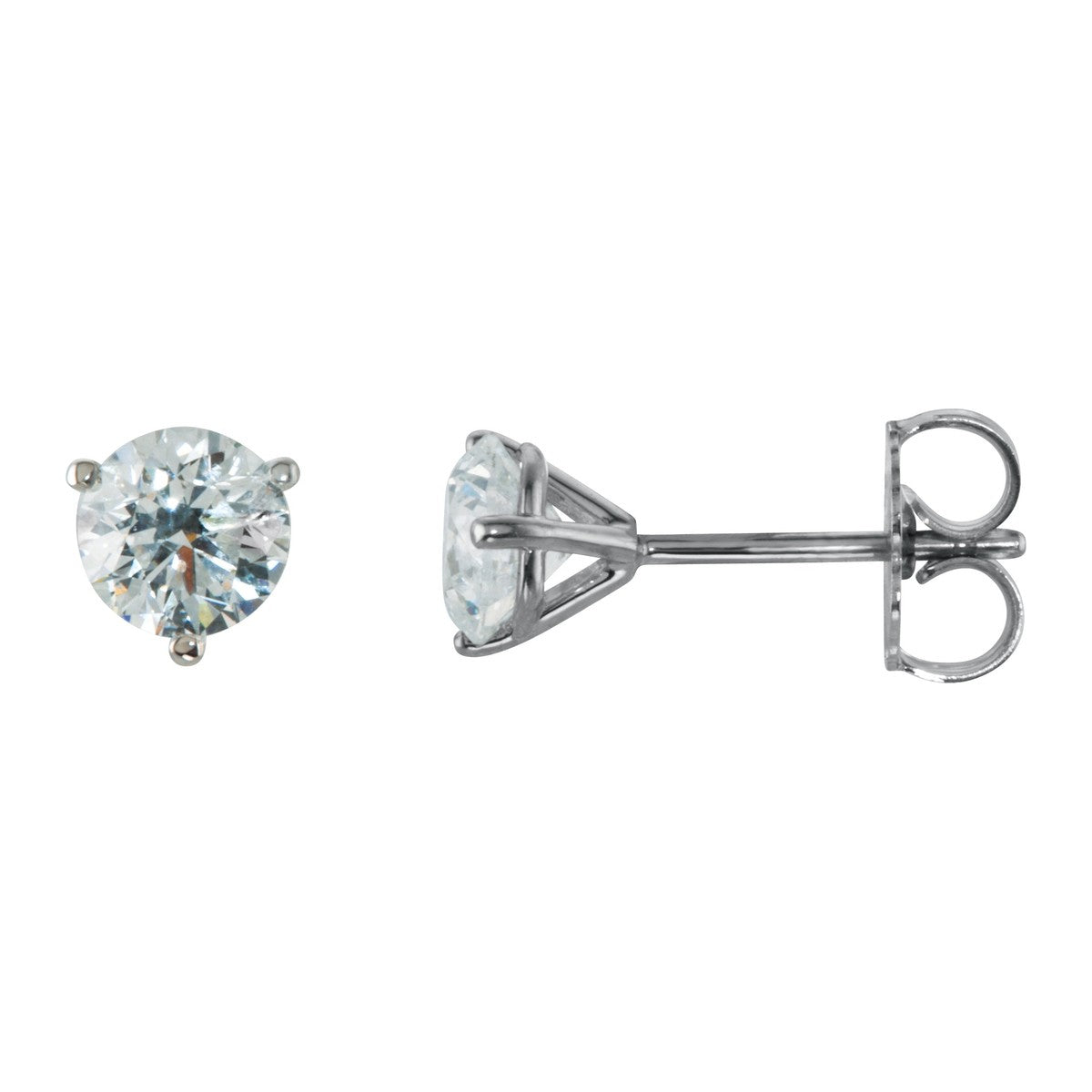 Round Diamond 3-Prong Stud Earrings